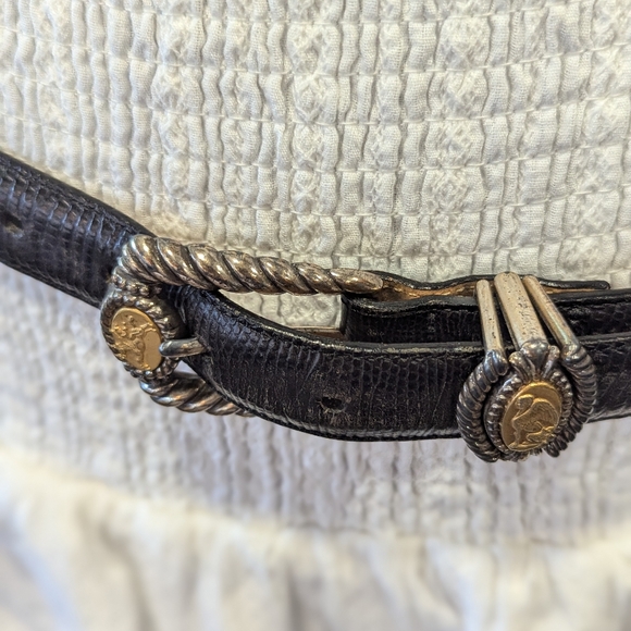 Vintage 90s Brighton Museum Belt XL Black Whimsigoth Coin Bohemian Leather - Picture 7 of 16